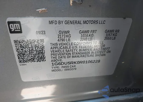 2024 Cadillac Ct5 Sport z USA, uszkodzony, nr VIN 1G6DU5RK0R0106228